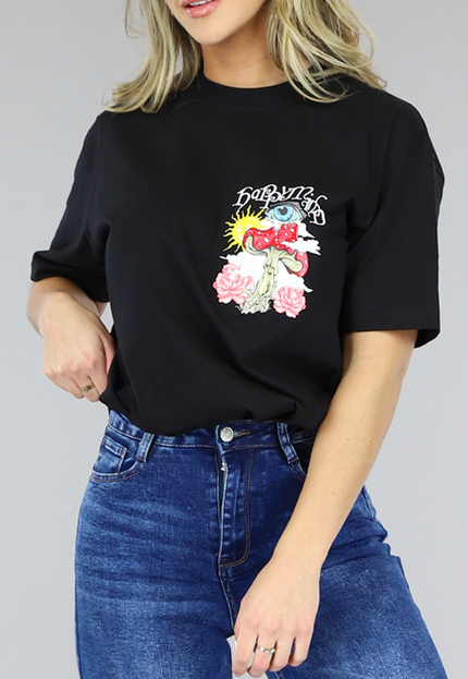 SALE50 Zwart Oversized Trippy T-Shirt