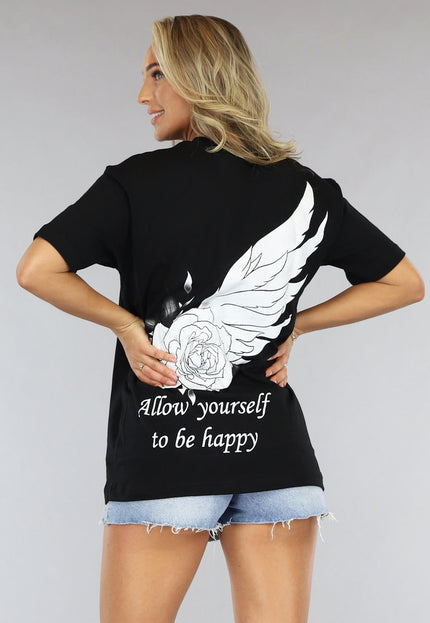 SALE50 Zwart Vleugel T Shirt