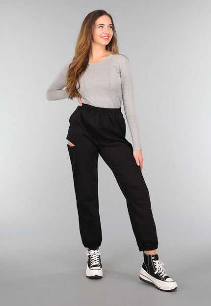 SALE50 Zwarte Joggingbroek met Cutout