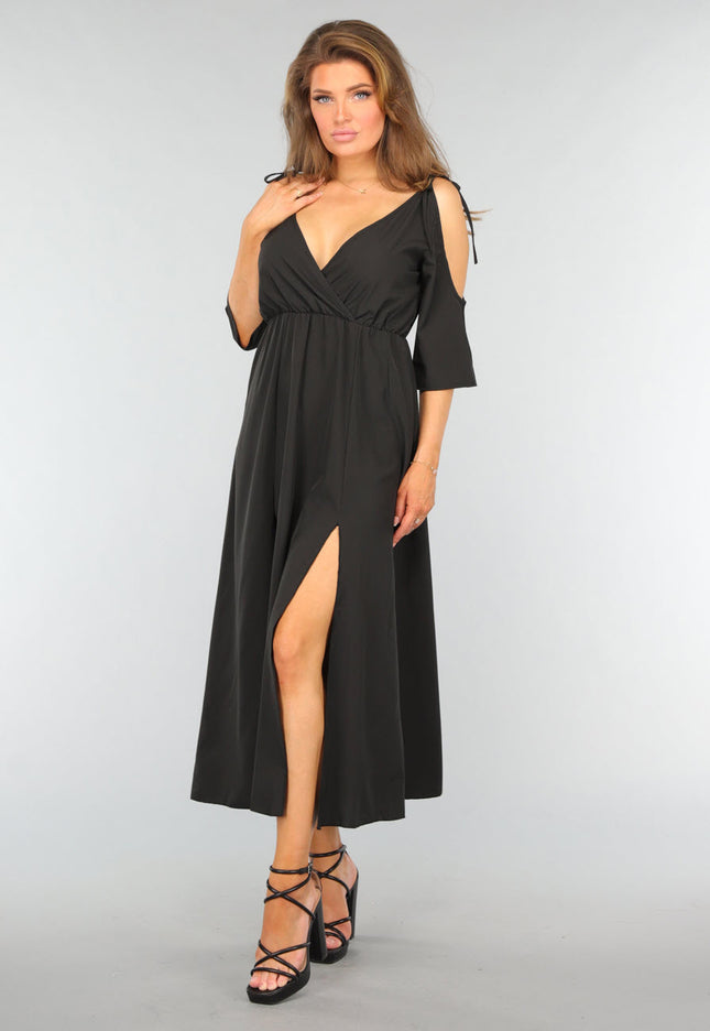 SALE50 Zwarte Lange Jurk met Open Schouders