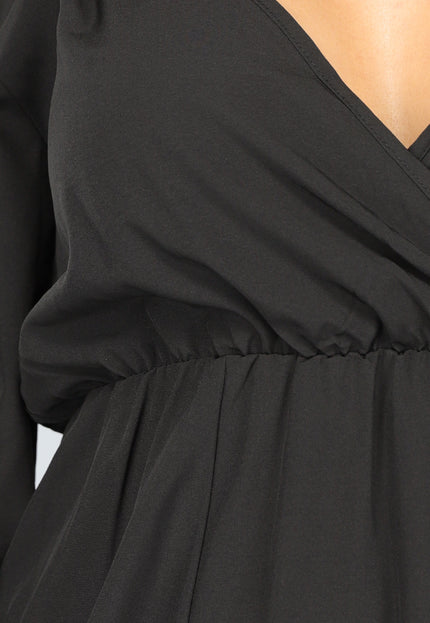 SALE50 Zwarte Lange Jurk met Open Schouders