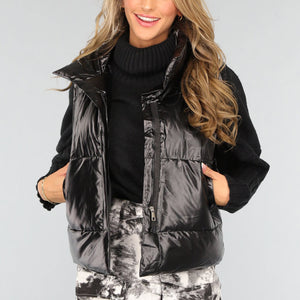SALE50 Zwarte Lederlook Bodywarmer met Tasje