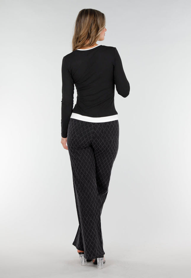 SALE50 Zwarte Longsleeve met V-Hals