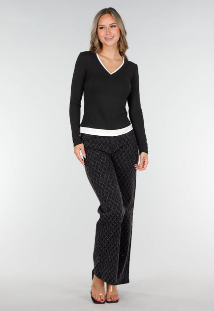SALE50 Zwarte Longsleeve met V-Hals