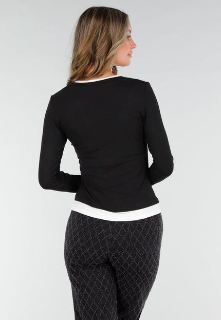 SALE50 Zwarte Longsleeve met V-Hals