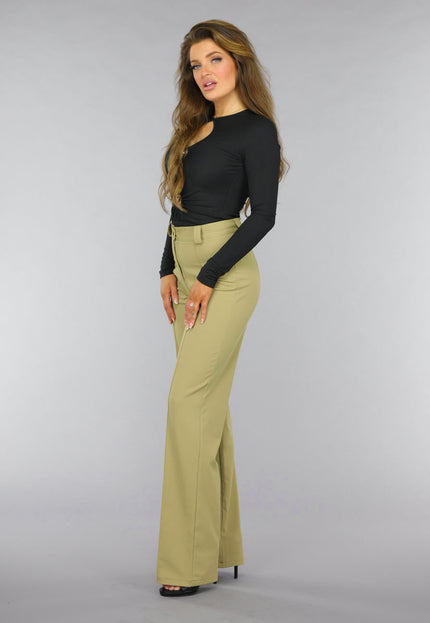 SALE50 Zwarte Longsleeve Rib Top met Cutouts