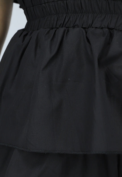 SALE50 Zwarte Off Shoulder Ruffle Playsuit