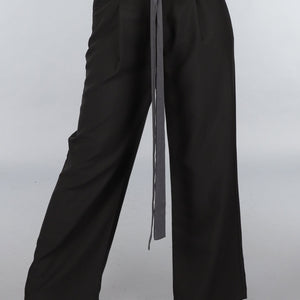 SALE50 Zwarte Pantalon met Antraciet Strikdetail