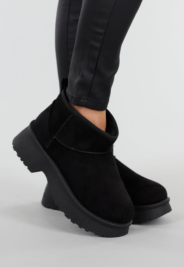 SALE50 Zwarte Suède-look Snowboots