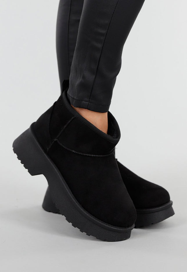 SALE50 Zwarte Suède-look Snowboots