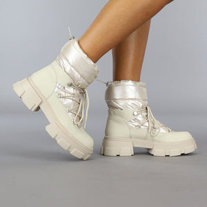 SALE80 Beige Gewatteerde Snowboots