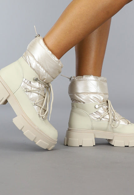 SALE80 Beige Gewatteerde Snowboots