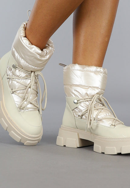SALE80 Beige Gewatteerde Snowboots