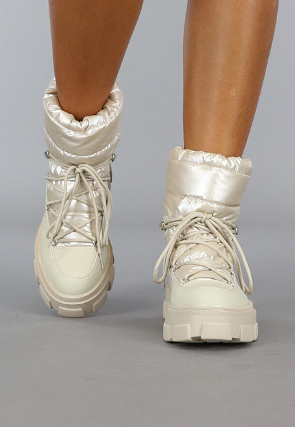 SALE80 Beige Gewatteerde Snowboots