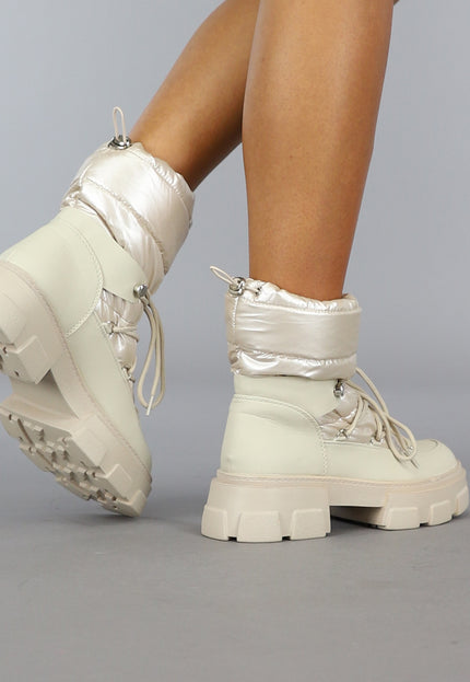 SALE80 Beige Gewatteerde Snowboots