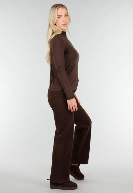 SALE80 Bruine Lange Mouwen Stretch Top