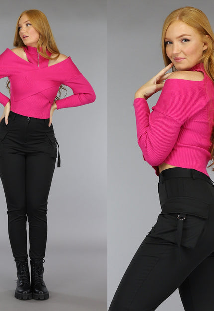 SALE80 Fuchsia High Neck Top