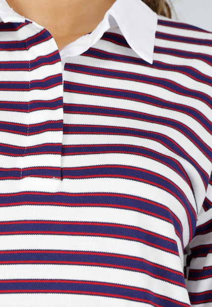 SALE80 Gestreepte Polo Top met Kraag