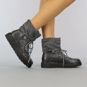 SALE80 Grijze Gevoerde Snowboots met Veter