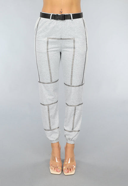 SALE80 Grijze Joggingsbroek met Reflecterende Lijnen
