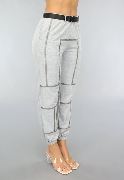 SALE80 Grijze Joggingsbroek met Reflecterende Lijnen