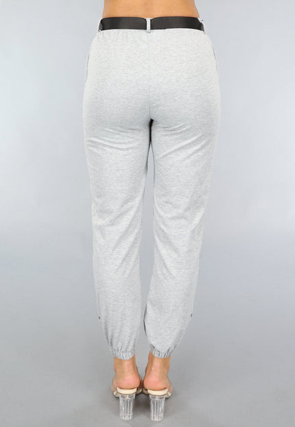 SALE80 Grijze Joggingsbroek met Reflecterende Lijnen