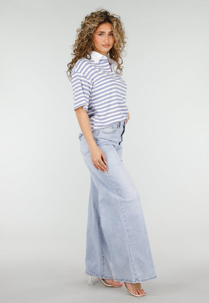 SALE80 Lichtblauw Gestreepte Polo Top