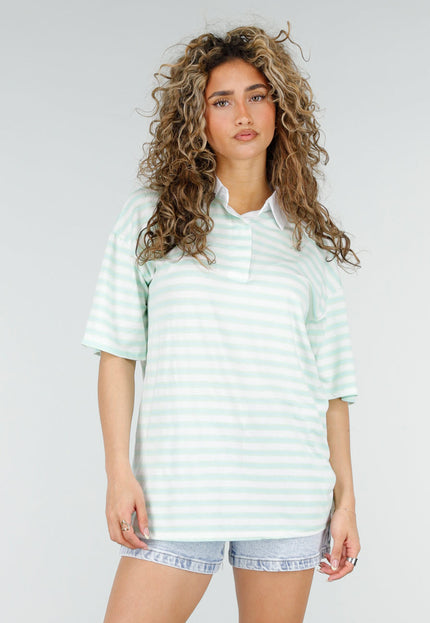 SALE80 Mintgroene Gestreepte Polo T-shirt