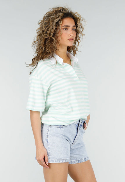 SALE80 Mintgroene Gestreepte Polo T-shirt