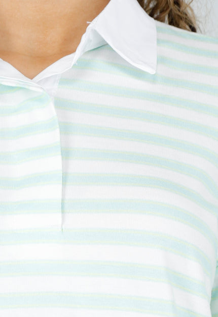 SALE80 Mintgroene Gestreepte Polo T-shirt