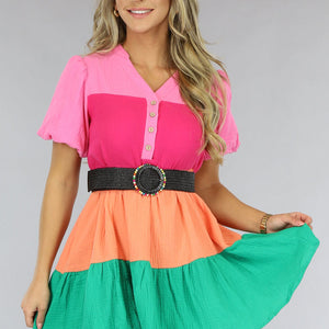SALE80 Multicolor Mousseline Blouse Jurk