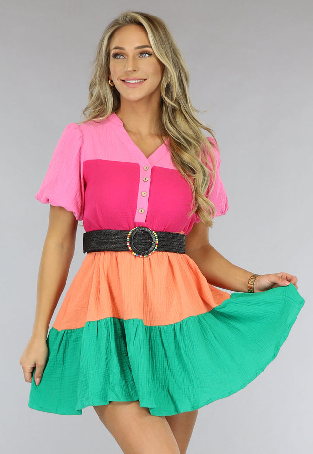 SALE80 Multicolor Mousseline Blouse Jurk