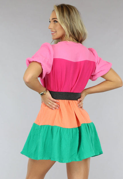 SALE80 Multicolor Mousseline Blouse Jurk