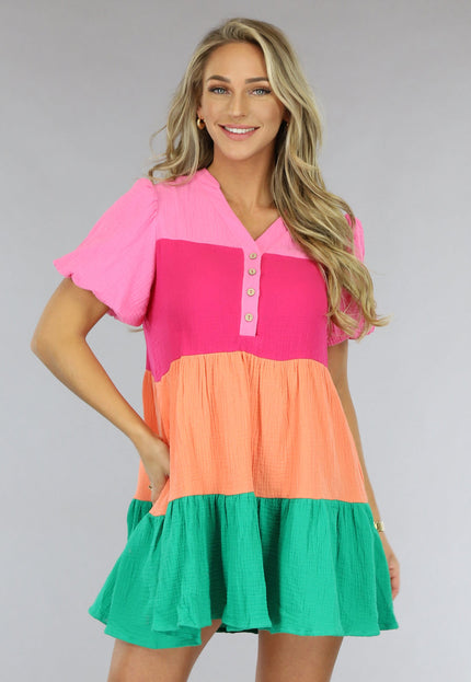 SALE80 Multicolor Mousseline Blouse Jurk
