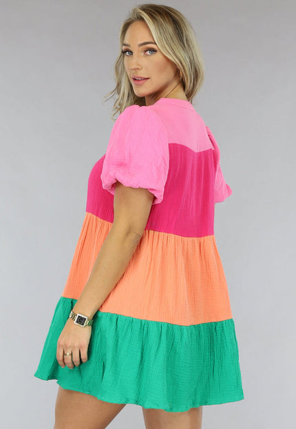 SALE80 Multicolor Mousseline Blouse Jurk