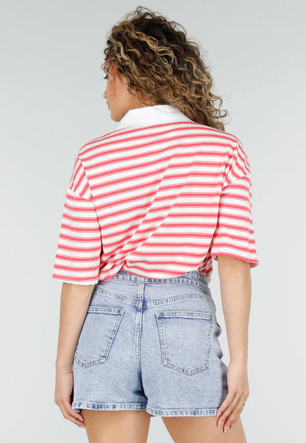SALE80 Roze Gestreepte Polo T-shirt met Kraag
