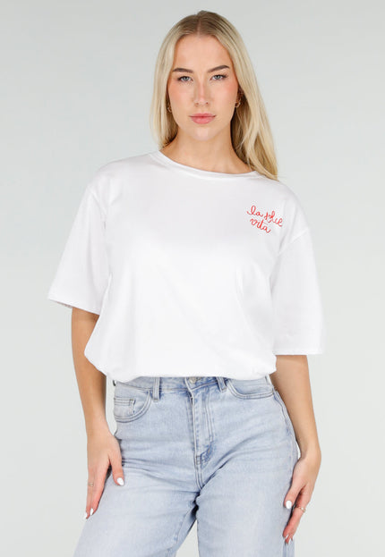 SALE80 Wit T-shirt met Rode La Dolce Vita Print