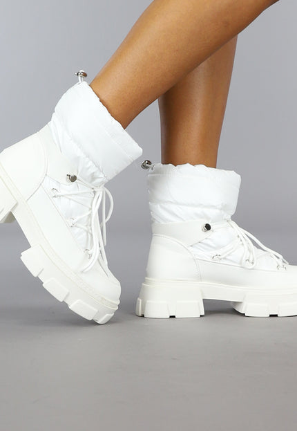 SALE80 Witte Gewatteerde Snowboots