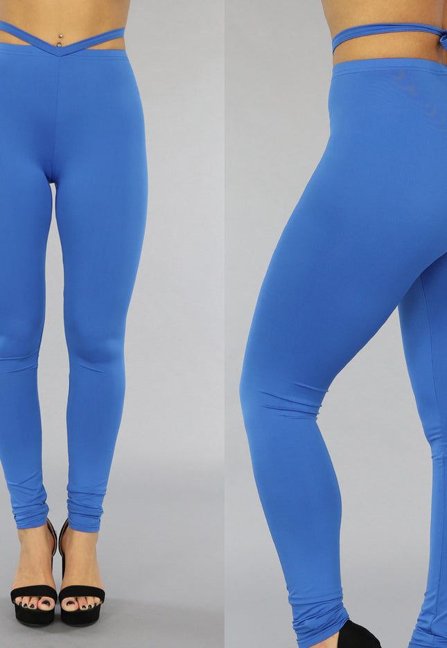 SALE85 Blauwe Legging met Straps
