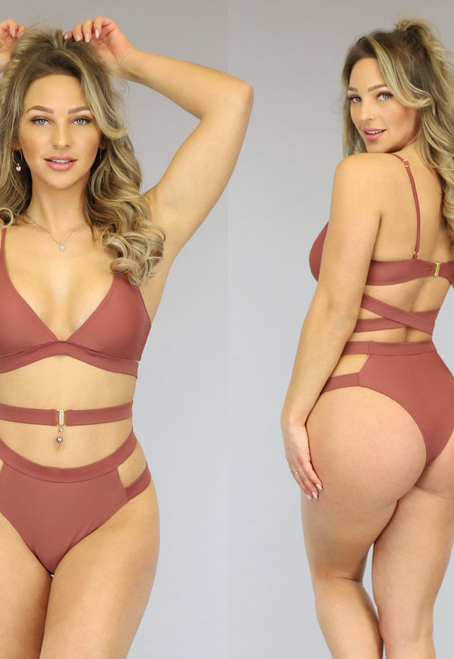 SALE85 Bruin Maxi Bikinibroekje met Straps