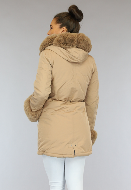 SALE85 Camel Winterjas met Bont