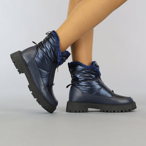 SALE85 Donkerblauwe Snowboots met Grove Zool en Rits