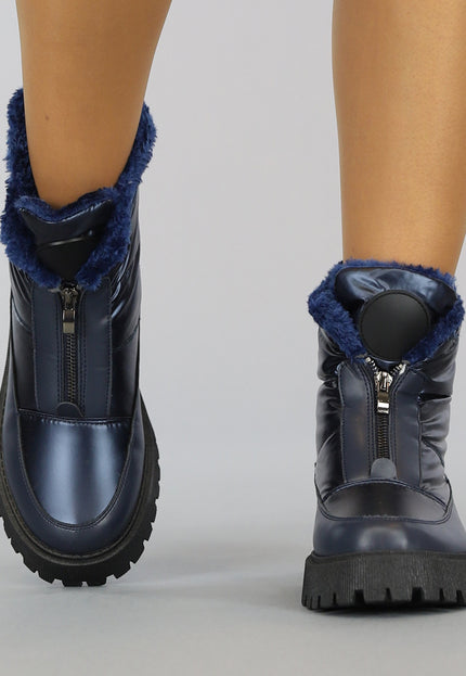 SALE85 Donkerblauwe Snowboots met Grove Zool en Rits
