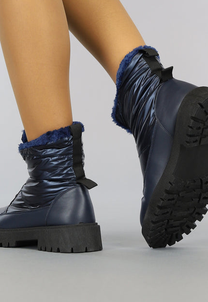 SALE85 Donkerblauwe Snowboots met Grove Zool en Rits