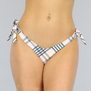 SALE85 Freches kariertes Bikini-Unterteil mit Schleifen