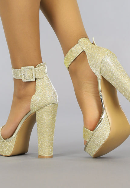SALE85 Gouden Glitter Plateau Sandaletten met Open Teen