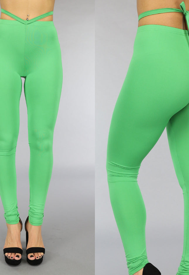 SALE85 Groene Legging met Straps