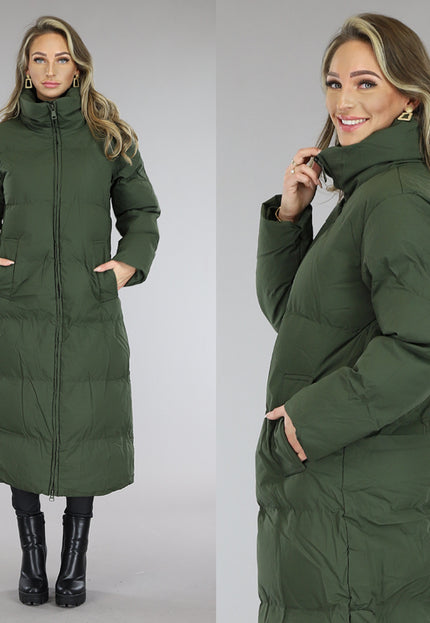SALE85 Legergroene Gevoerde Winterjas