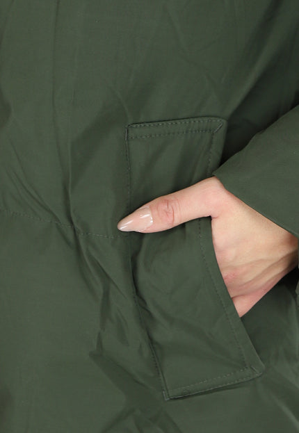 SALE85 Legergroene Gevoerde Winterjas