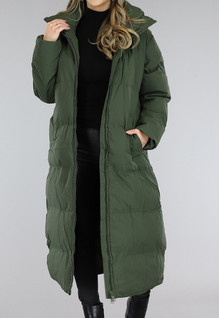 SALE85 Legergroene Gevoerde Winterjas